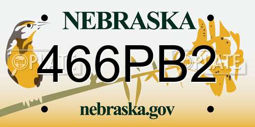 466PB2 Nebraska License Plate