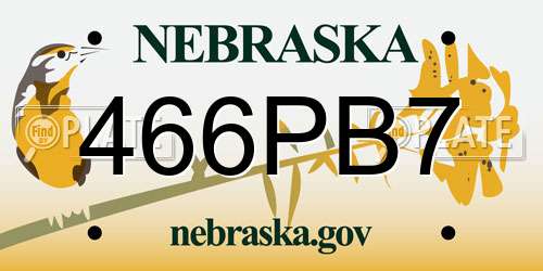 466PB7 Nebraska License Plate