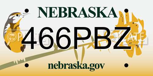 466PBZ Nebraska License Plate