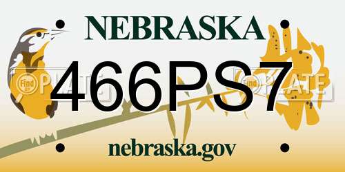 466PS7 Nebraska License Plate