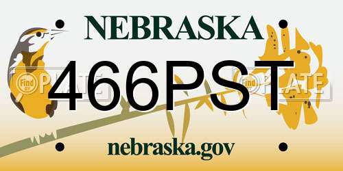 466PST Nebraska License Plate