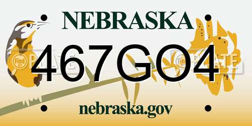 467GO4 Nebraska License Plate