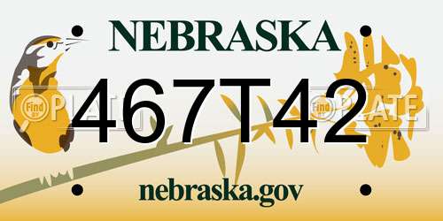 467T42 Nebraska License Plate