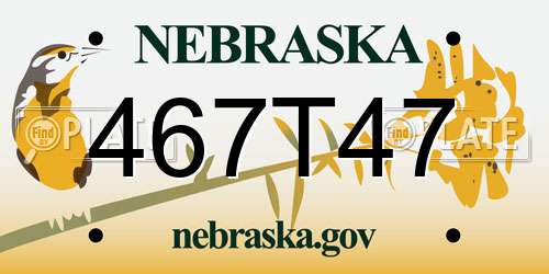 467T47 Nebraska License Plate