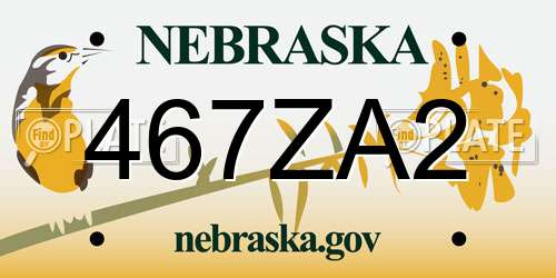 467ZA2 Nebraska License Plate