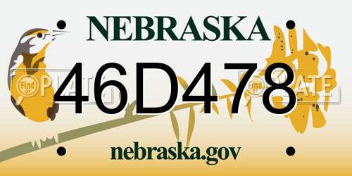 46D478 Nebraska License Plate