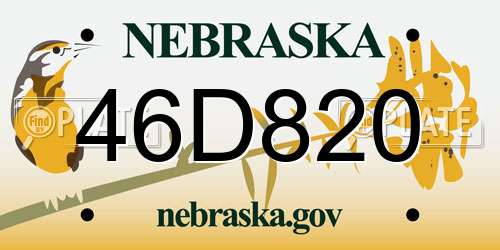 46D820 Nebraska License Plate
