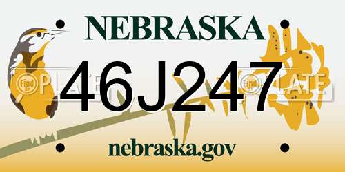 46J247 Nebraska License Plate
