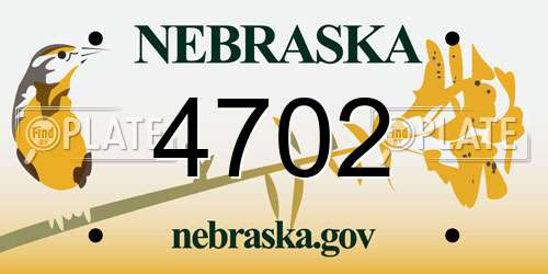 4702 Nebraska License Plate