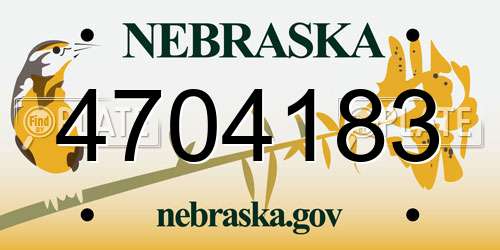 4704183 Nebraska License Plate