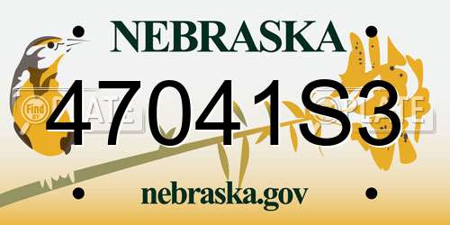 47041S3 Nebraska License Plate