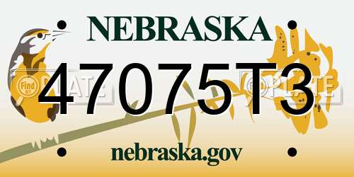 47075T3 Nebraska License Plate