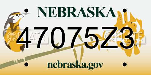 47075Z3 Nebraska License Plate
