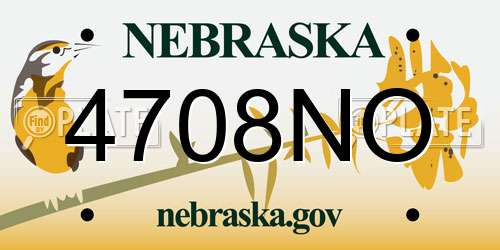 4708NO Nebraska License Plate