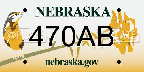 470AB Nebraska License Plate