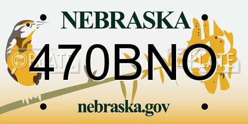 470BNO Nebraska License Plate