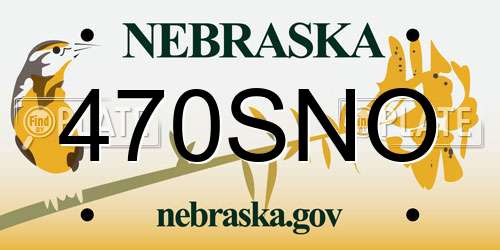 470SNO Nebraska License Plate