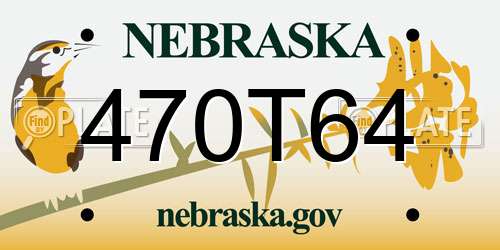 470T64 Nebraska License Plate