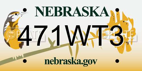 471WT3 Nebraska License Plate