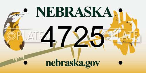 4725 Nebraska License Plate