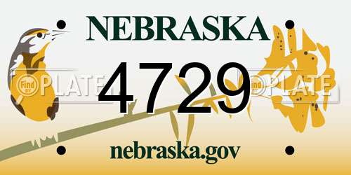 4729 Nebraska License Plate