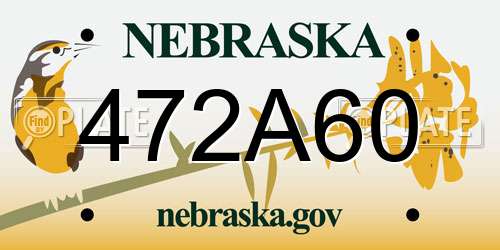 472A60 Nebraska License Plate