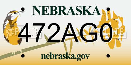 472AG0 Nebraska License Plate