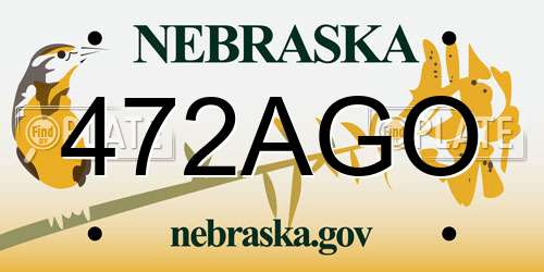 472AGO Nebraska License Plate