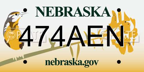 474AEN Nebraska License Plate