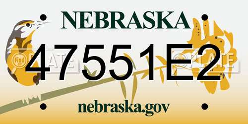 47551E2 Nebraska License Plate