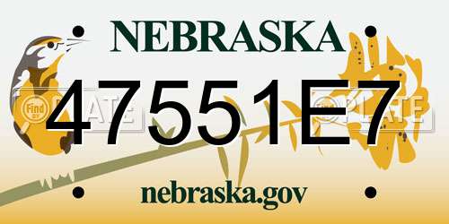 47551E7 Nebraska License Plate