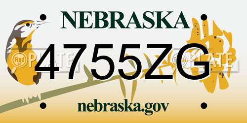 4755ZG Nebraska License Plate