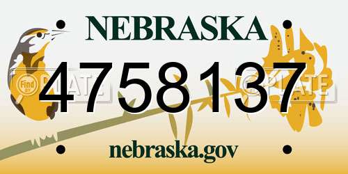 4758137 Nebraska License Plate