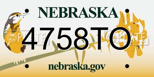 4758TO Nebraska License Plate