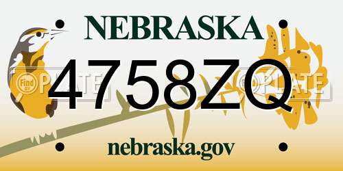 4758ZQ Nebraska License Plate