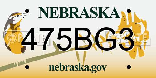 475BG3 Nebraska License Plate