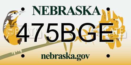 475BGE Nebraska License Plate
