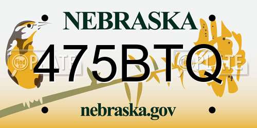 475BTQ Nebraska License Plate