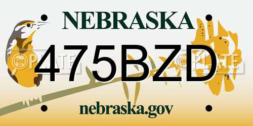 475BZD Nebraska License Plate