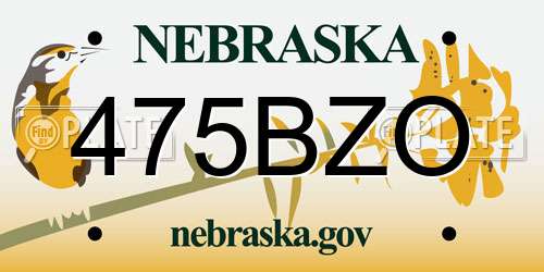 475BZO Nebraska License Plate
