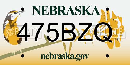 475BZQ Nebraska License Plate