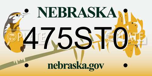 475ST0 Nebraska License Plate