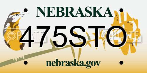 475STO Nebraska License Plate