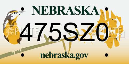 475SZ0 Nebraska License Plate
