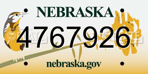 4767926 Nebraska License Plate