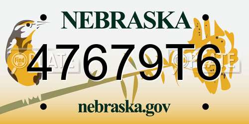 47679T6 Nebraska License Plate