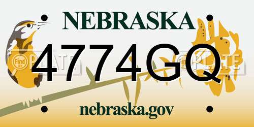4774GQ Nebraska License Plate