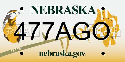477AGO Nebraska License Plate