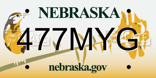 477MYG Nebraska License Plate