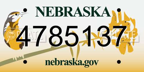 4785137 Nebraska License Plate